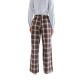 Compañía Fantástica - 63C-11055 - Pantalones marrones 100% algodón de cuadros - Mujer