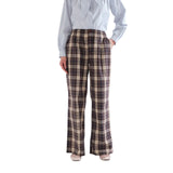 Compañía Fantástica - 63C-11055 - Pantalones marrones 100% algodón de cuadros - Mujer