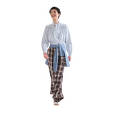 Compañía Fantástica - 63C-11055 - Pantalones marrones 100% algodón de cuadros - Mujer