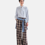 Compañía Fantástica - 63C-11055 - Pantalones marrones 100% algodón de cuadros - Mujer