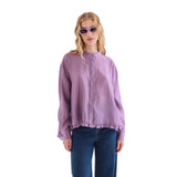 Compañía Fantástica - 63C-11060 - Camisa malva de manga larga con pañuelo y bajo desigual - Mujer