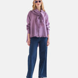 Compañía Fantástica - 63C-11060 - Camisa malva de manga larga con pañuelo y bajo desigual - Mujer