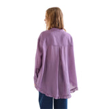 Compañía Fantástica - 63C-11060 - Camisa malva de manga larga con pañuelo y bajo desigual - Mujer