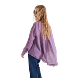 Compañía Fantástica - 63C-11060 - Camisa malva de manga larga con pañuelo y bajo desigual - Mujer