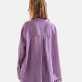 Compañía Fantástica - 63C-11060 - Camisa malva de manga larga con pañuelo y bajo desigual - Mujer