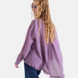 Compañía Fantástica - 63C-11060 - Camisa malva de manga larga con pañuelo y bajo desigual - Mujer