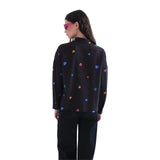 Compañía Fantástica - 63C-11106 - Camisa negra de manga larga con estampado de corazones - Mujer