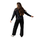Compañía Fantástica - 63C-11106 - Camisa negra de manga larga con estampado de corazones - Mujer