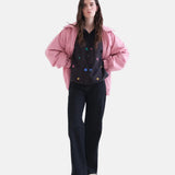 Compañía Fantástica - 63C-11106 - Camisa negra de manga larga con estampado de corazones - Mujer