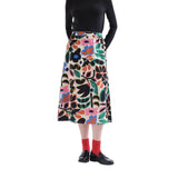 Compañía Fantástica - 63C-12011 - Falda midi estampada de crepe con cintura elástica - Mujer