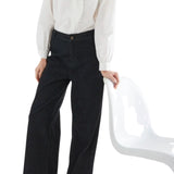 Compañía Fantástica - 63C-47007 - Pantalones vaqueros negros con bolsillos de corazones - Mujer