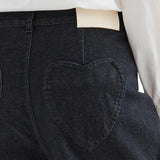Compañía Fantástica - 63C-47007 - Pantalones vaqueros negros con bolsillos de corazones - Mujer