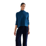 Compañía Fantástica - 64C-10269 - Jersey azul de viscosa y algodón con cuello alto - Mujer