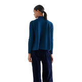 Compañía Fantástica - 64C-10269 - Jersey azul de viscosa y algodón con cuello alto - Mujer