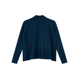 Compañía Fantástica - 64C-10269 - Jersey azul de viscosa y algodón con cuello alto - Mujer