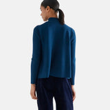 Compañía Fantástica - 64C-10269 - Jersey azul de viscosa y algodón con cuello alto - Mujer
