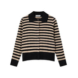 Compañía Fantástica - 64C-10271 - Cárdigan de punto con estampado de rayas negras y beige - Mujer