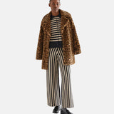 Compañía Fantástica - 64C-10272 - Pantalones con estampado de rayas beige y negras - Mujer