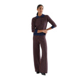 Compañía Fantástica - 64C-10274 - Pantalones con estampado de rayas azules y marrones - Mujer