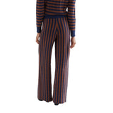 Compañía Fantástica - 64C-10274 - Pantalones con estampado de rayas azules y marrones - Mujer