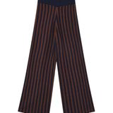 Compañía Fantástica - 64C-10274 - Pantalones con estampado de rayas azules y marrones - Mujer