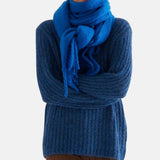 Compañía Fantástica - 64C-10280 - Jersey azul de punto mezcla de lana con escote pico - Mujer