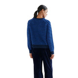 Compañía Fantástica - 64C-10466 - Jersey azul de lana con estampado de rayas - Mujer