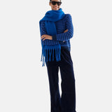 Compañía Fantástica - 64C-10466 - Jersey azul de lana con estampado de rayas - Mujer