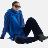 Compañía Fantástica - 64C-10466 - Jersey azul de lana con estampado de rayas - Mujer