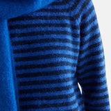 Compañía Fantástica - 64C-10466 - Jersey azul de lana con estampado de rayas - Mujer