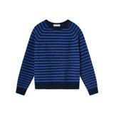 Compañía Fantástica - 64C-10466 - Jersey azul de lana con estampado de rayas - Mujer