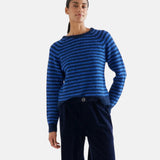 Compañía Fantástica - 64C-10466 - Jersey azul de lana con estampado de rayas - Mujer
