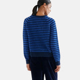 Compañía Fantástica - 64C-10466 - Jersey azul de lana con estampado de rayas - Mujer