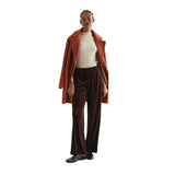 Compañía Fantástica - 64C-11130 - Pantalones marrones de terciopelo con cintura elástica - Mujer