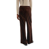 Compañía Fantástica - 64C-11130 - Pantalones marrones de terciopelo con cintura elástica - Mujer