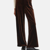 Compañía Fantástica - 64C-11130 - Pantalones marrones de terciopelo con cintura elástica - Mujer
