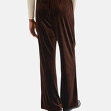 Compañía Fantástica - 64C-11130 - Pantalones marrones de terciopelo con cintura elástica - Mujer