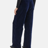 Compañía Fantástica - 64C-11134 - Pantalones aterciopelados azul oscuro con botón joya - Mujer