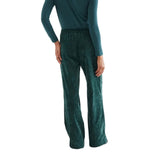 Compañía Fantástica - 64C-11136 - Pantalones aterciopelados verde oscuro con botón joya - Mujer