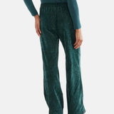 Compañía Fantástica - 64C-11136 - Pantalones aterciopelados verde oscuro con botón joya - Mujer