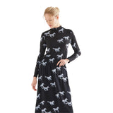 Compañía Fantástica - 64C-12107 - Camiseta negra de manga larga con estampado de caballos - Mujer
