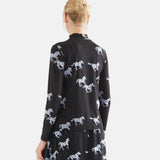 Compañía Fantástica - 64C-12107 - Camiseta negra de manga larga con estampado de caballos - Mujer