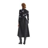 Compañía Fantástica - 64C-12109 - Vestido negro midi con estampado de caballos - Mujer