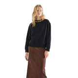 Compañía Fantástica - 64C-12115 - Sudadera negra con cuello joya y acabados acanalados - Mujer