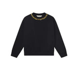 Compañía Fantástica - 64C-12115 - Sudadera negra con cuello joya y acabados acanalados - Mujer