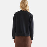Compañía Fantástica - 64C-12115 - Sudadera negra con cuello joya y acabados acanalados - Mujer