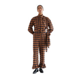 Compañía Fantástica - 64C-40106 - Pantalones marrones 100% algodón de cuadros - Mujer