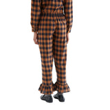 Compañía Fantástica - 64C-40106 - Pantalones marrones 100% algodón de cuadros - Mujer