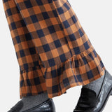 Compañía Fantástica - 64C-40106 - Pantalones marrones 100% algodón de cuadros - Mujer
