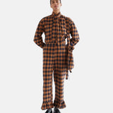 Compañía Fantástica - 64C-40106 - Pantalones marrones 100% algodón de cuadros - Mujer
